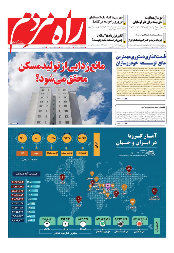 روزنامه راه مردم شماره 4152