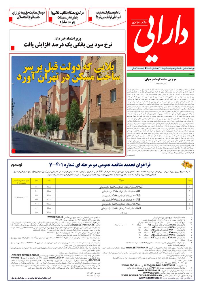 روزنامه دارایی شماره 1687