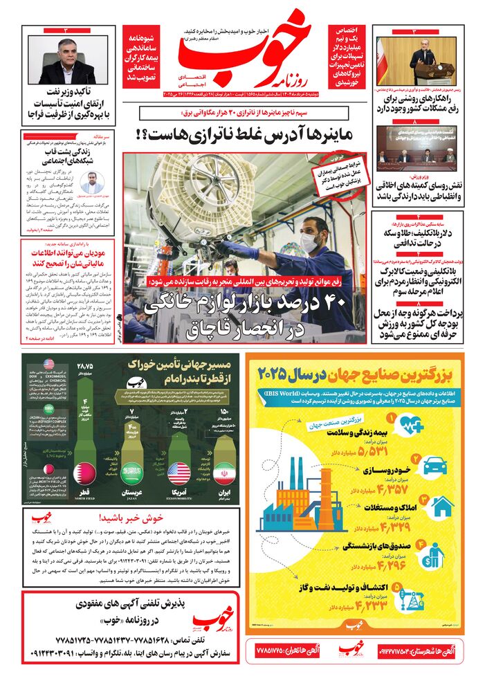 روزنامه خوب شماره 1565