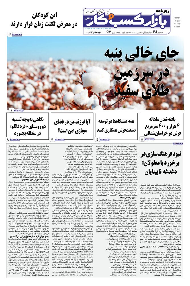 روزنامه بازار کسب و کار پارس شماره 613