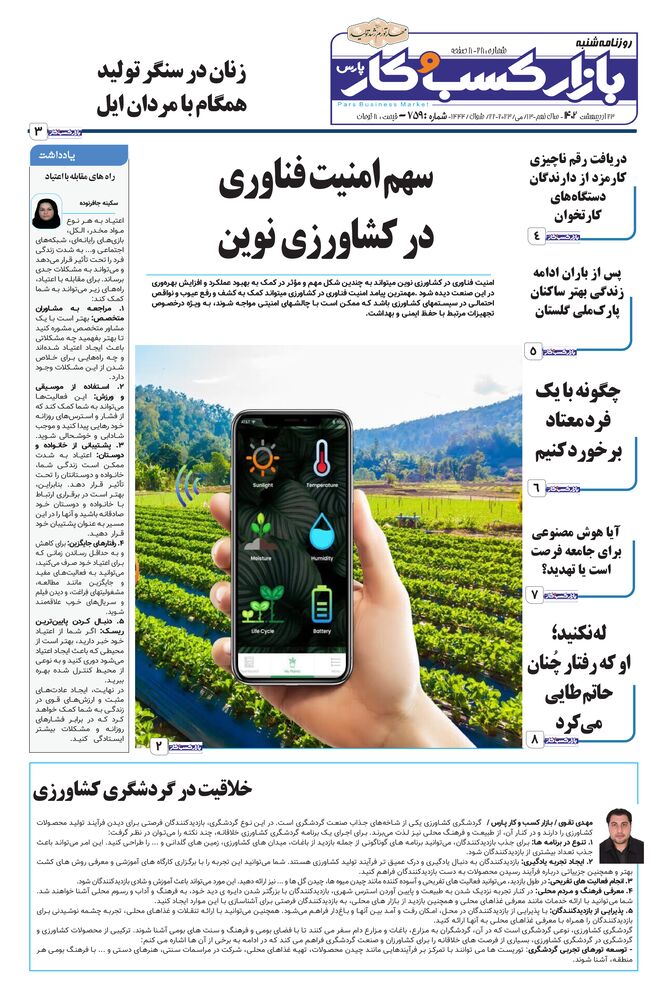 روزنامه بازار کسب و کار پارس شماره 759