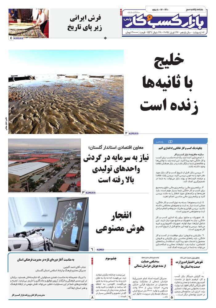 روزنامه بازار کسب و کار پارس شماره 1210