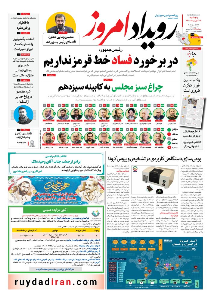 روزنامه رویداد امروز شماره 1147