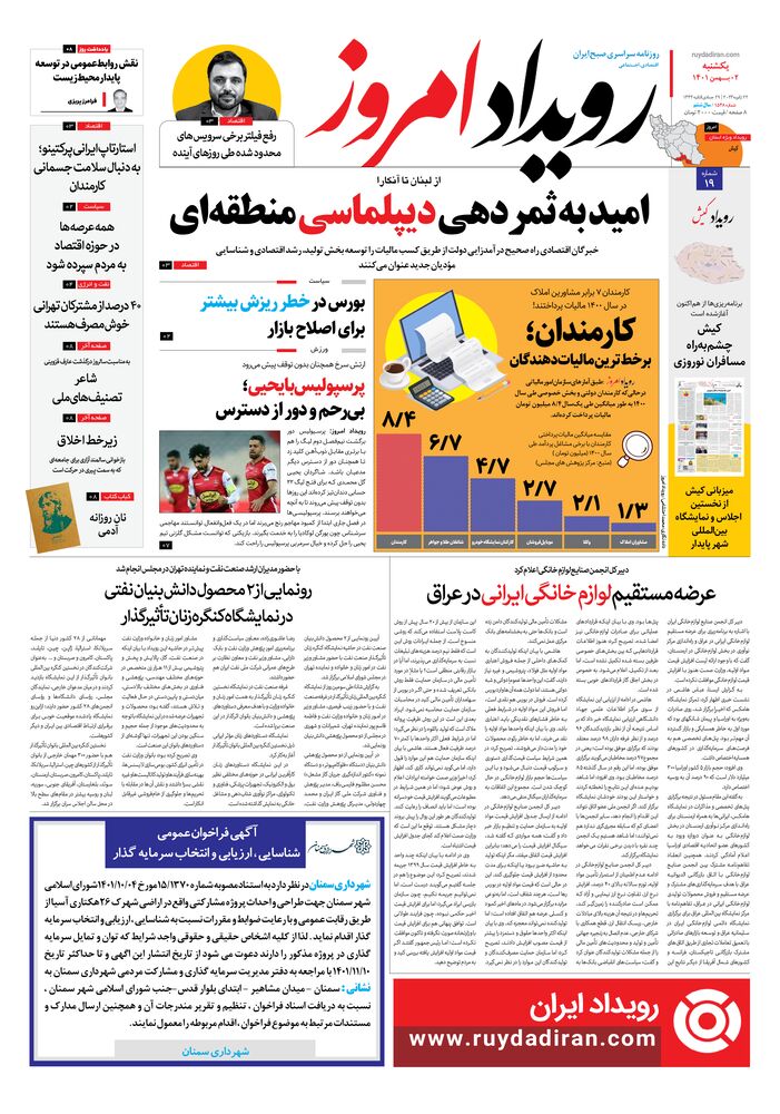 روزنامه رویداد امروز شماره 1548