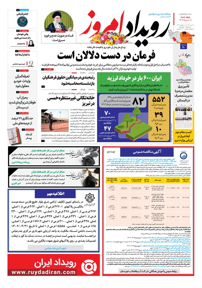 روزنامه رویداد امروز شماره 1656