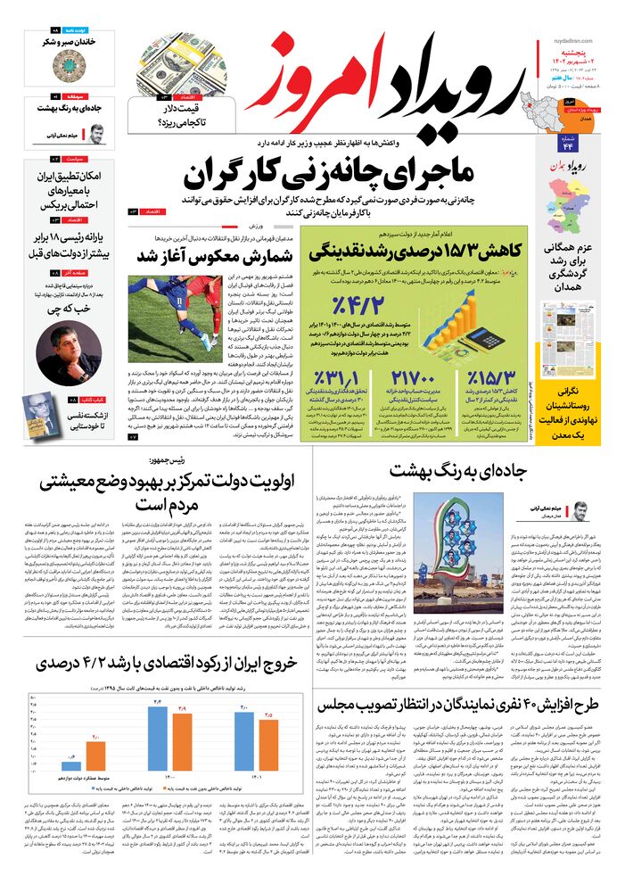 روزنامه رویداد امروز شماره 1702