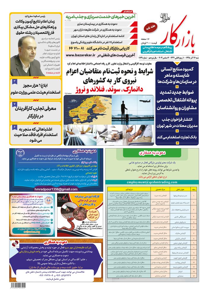 هفته نامه بازار کار شماره 1179